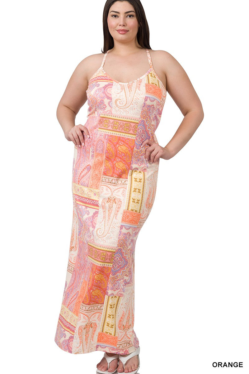 GREEK ABSTRACT MAXI DRESS PLUS