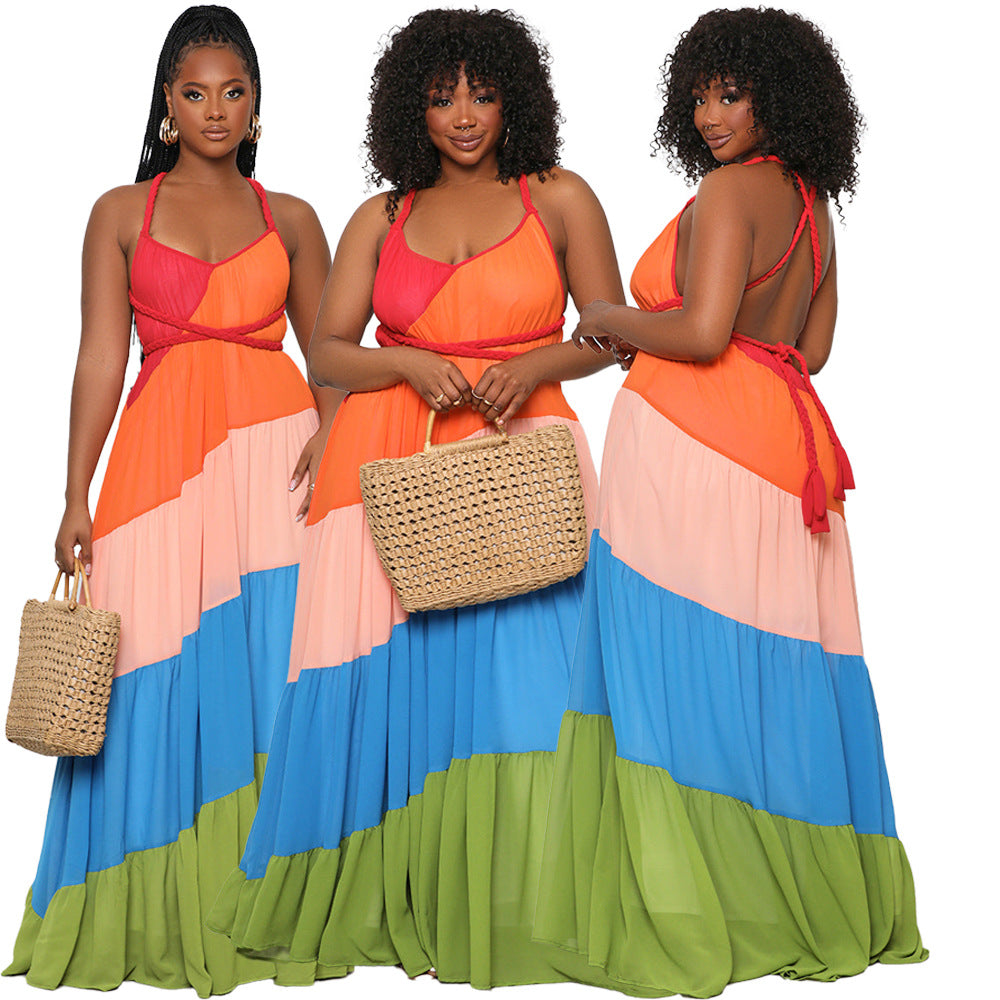 COLOR BLOCK MAXI DRESS