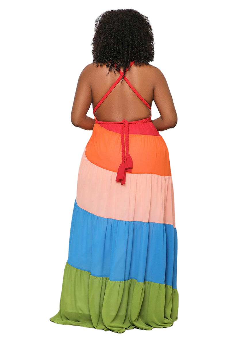 COLOR BLOCK MAXI DRESS
