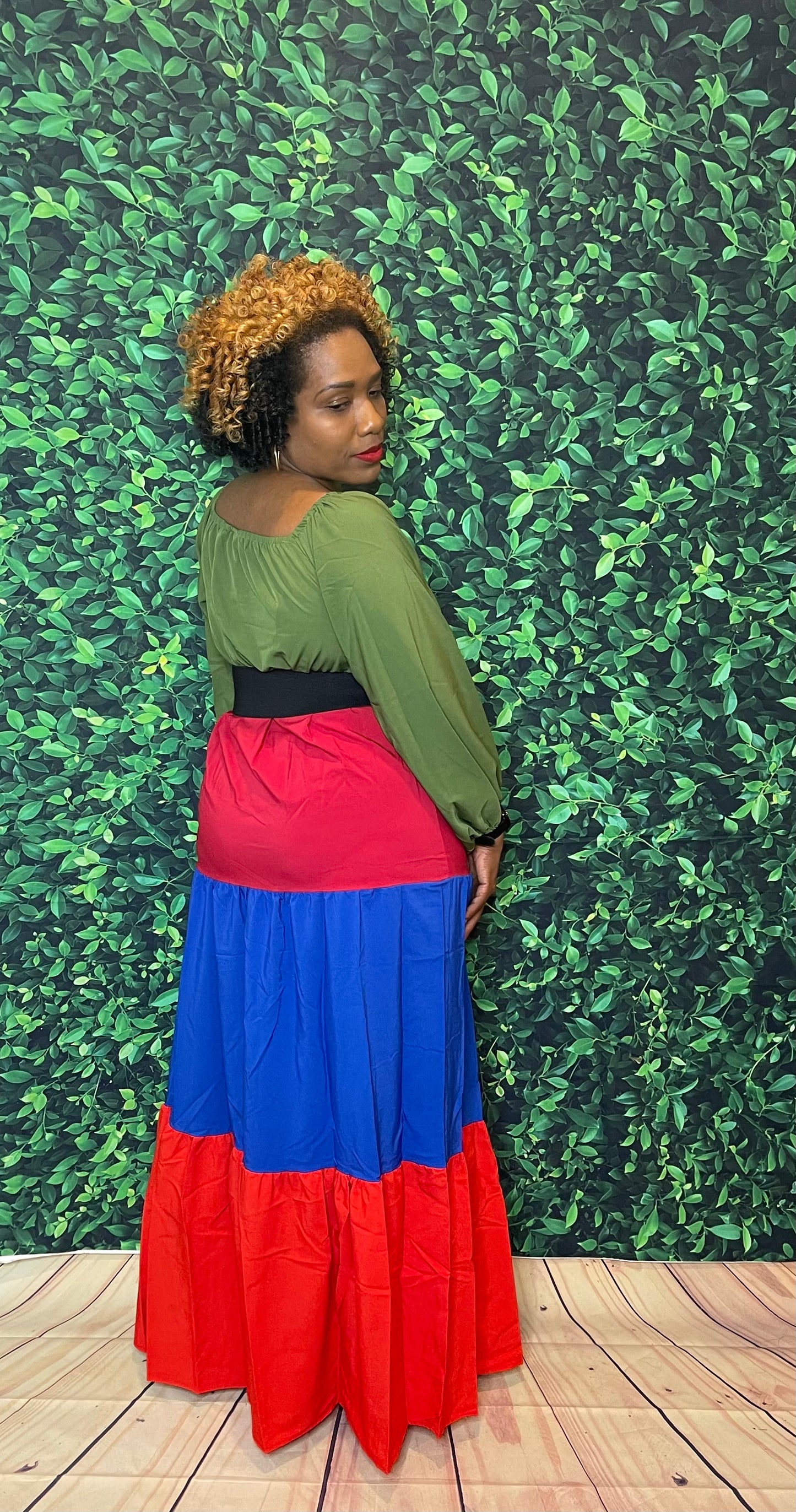 Autumn Breeze Color Block Maxi Dress