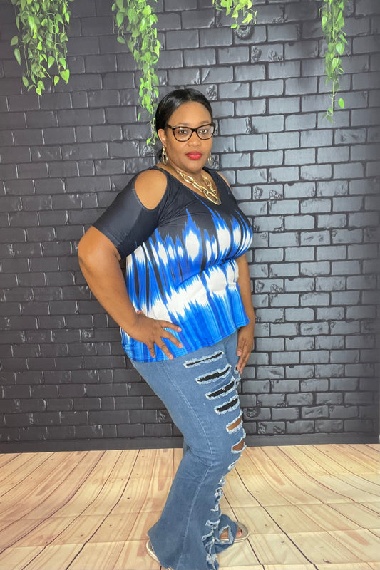 Graphic Print cold shoulder T-shirt (top)