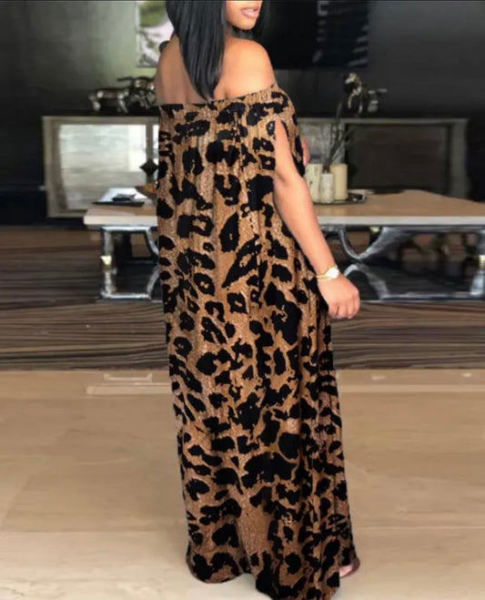 Off the shoulder Leopard Jumpsuit