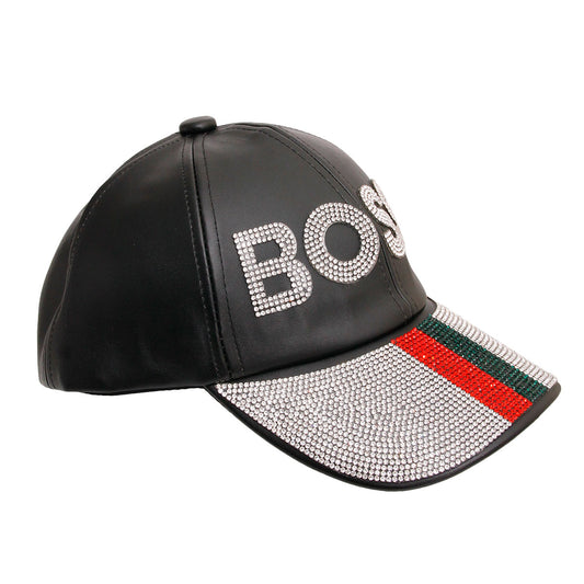 Designer Style Leather BOSS Hat