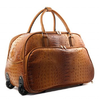 Fashion Faux Leather Croc Rolling Duffel