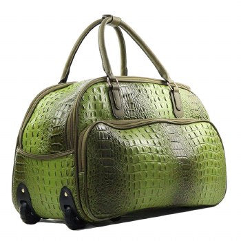 Fashion Faux Leather Croc Rolling Duffel