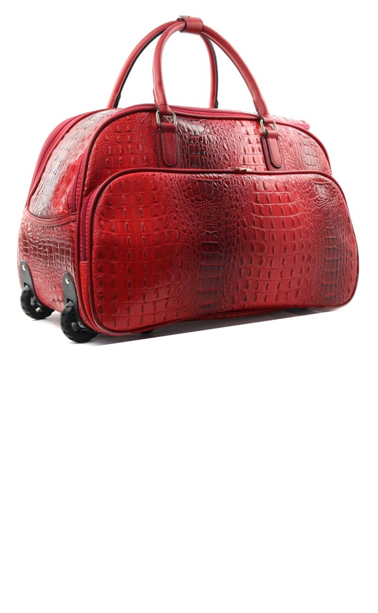 Fashion Faux Leather Croc Rolling Duffel