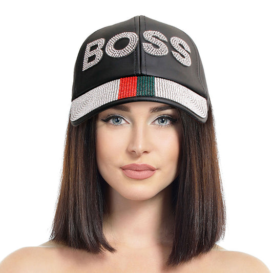 Designer Style Leather BOSS Hat