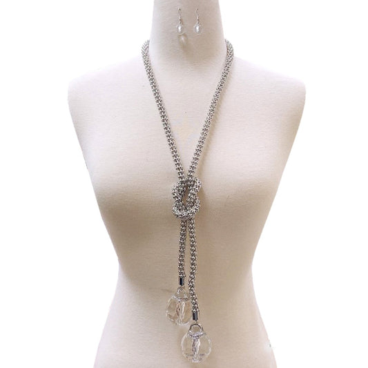 Silver Glass Ball with Mesh Necklace